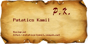 Patatics Kamil névjegykártya